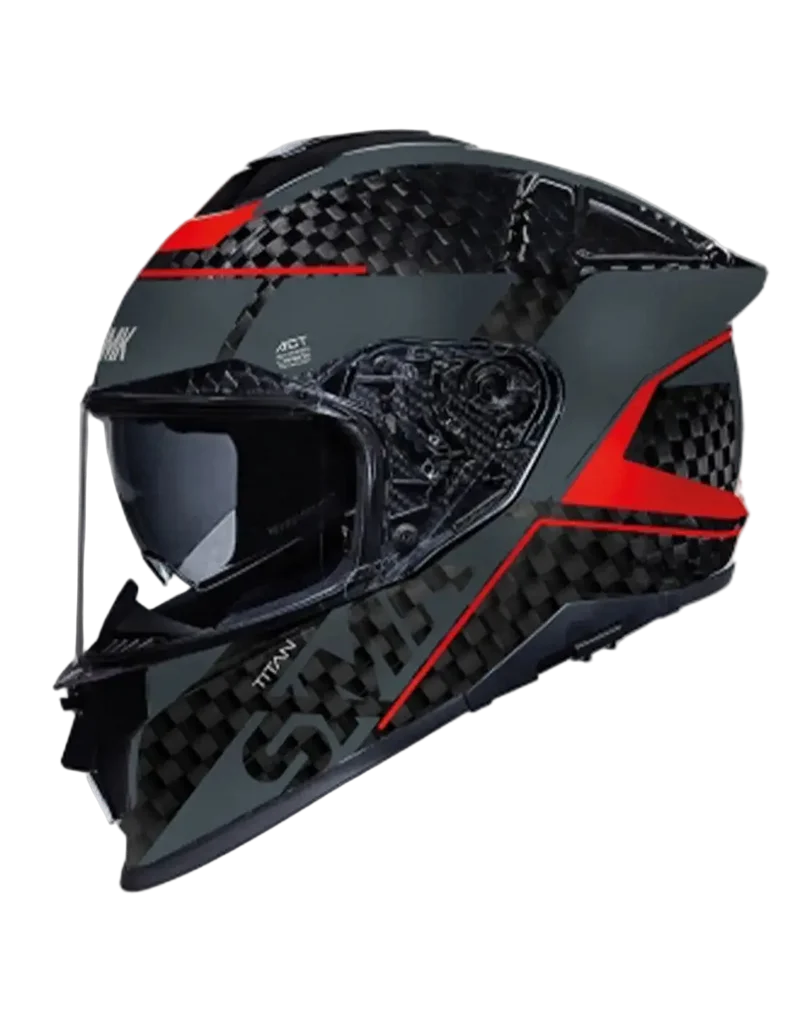 SMK TITAN CARBON GL263 INTEGRALI CASCHI DI MOTO NERO ROSSO 22.06