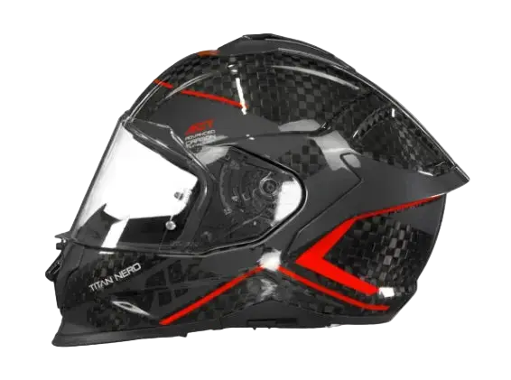 SMK TITAN CARBON GL263 INTEGRALI CASCHI DI MOTO NERO ROSSO 22.06