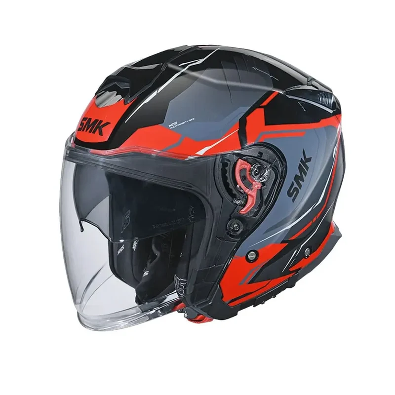 SMK GTJ ESCAPE GL236 JET CASCHI DI MOTO OPACO NERO GRIGIO ROSSO
