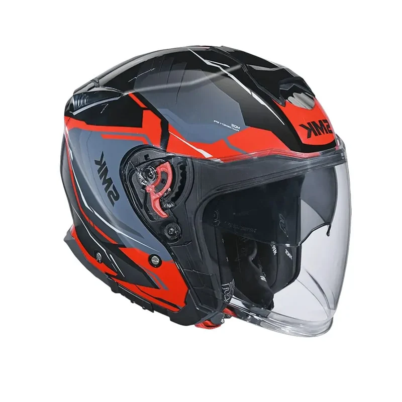 SMK GTJ ESCAPE GL236 JET CASCHI DI MOTO OPACO NERO GRIGIO ROSSO