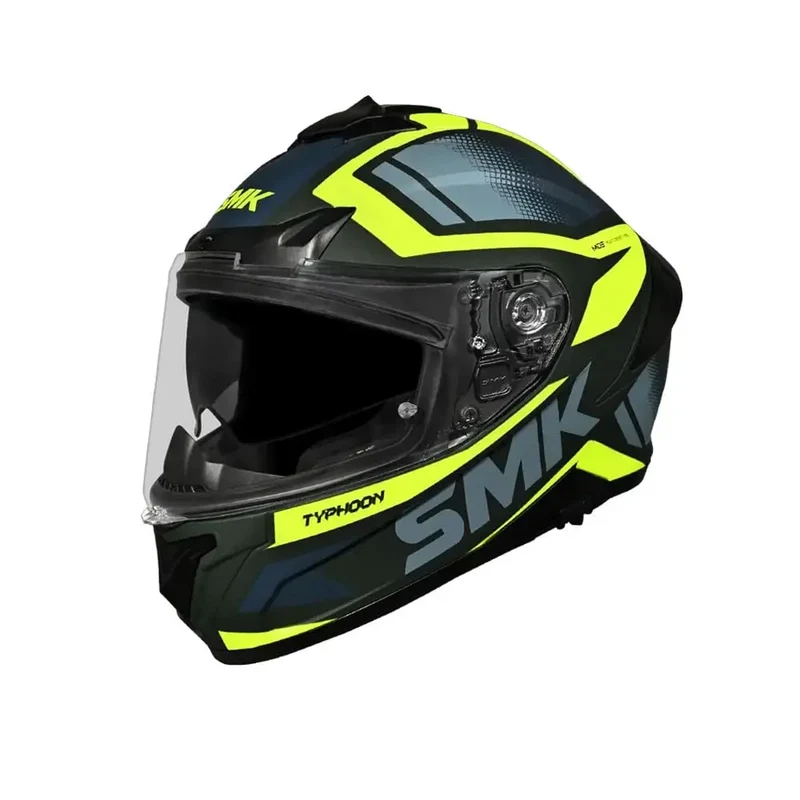 SMK TYPHOON THORN MA848 INTEGRALE CASCHI DI MOTO NERO GRIGIO GIALLO FLOU