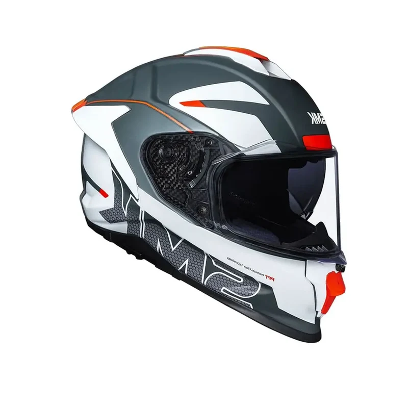 SMK TITAN FIREFLY MA613 INTEGRALE CASCHI DI MOTO OPACO GRIGIO BIANCO