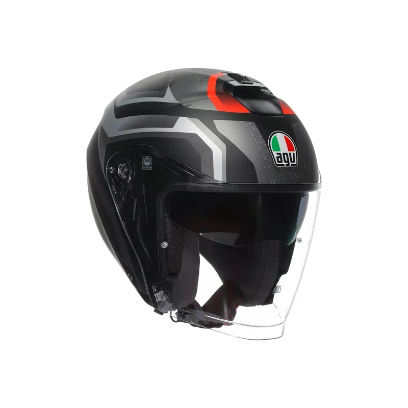 CASCO JET IRIDES AGV E2206 NERO GRIGIO ROSSO
