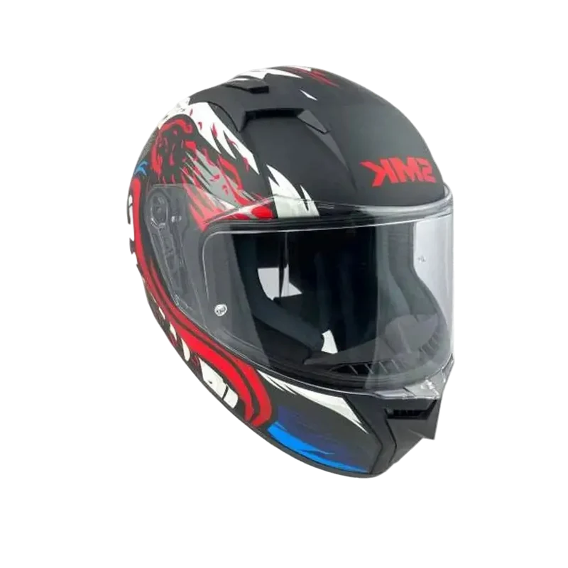SMK STELLAR ANIMAL MA231 INTEGRALE CASCHI DI MOTO OPACO NERO BIANCO ROSSO