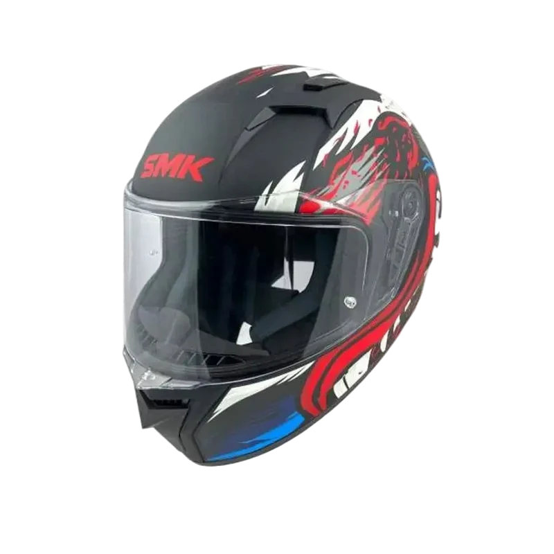SMK STELLAR ANIMAL MA231 INTEGRALE CASCHI DI MOTO OPACO NERO BIANCO ROSSO