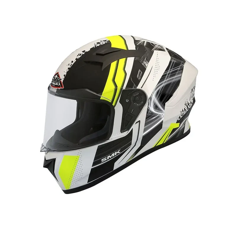 SMK STELLAR SWANK MA124 INTEGRALE CASCHI DI MOTO OPACO NERO FLOU GIALLO GRIGIO
