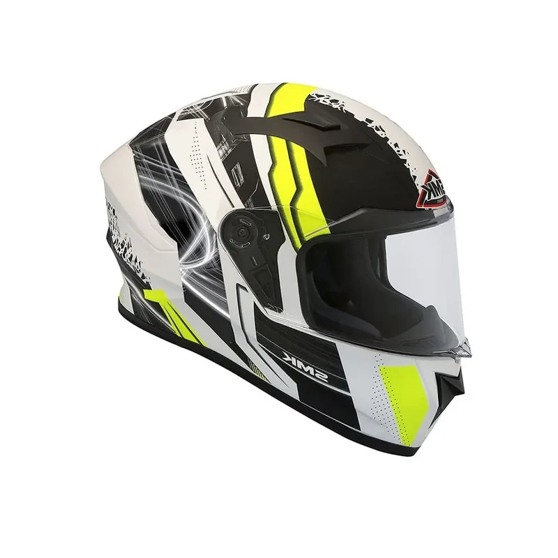 SMK STELLAR SWANK MA124 INTEGRALE CASCHI DI MOTO OPACO NERO FLOU GIALLO GRIGIO