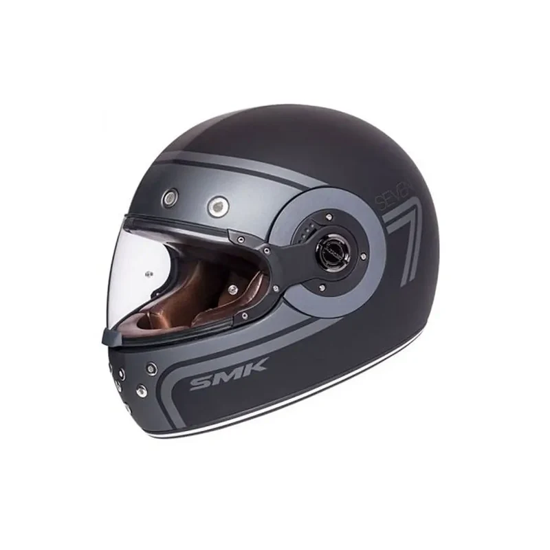 SMK RETRO SEVEN MA260 INTEGRALE CASCHI DI MOTO OPACO NERO GRIGIO