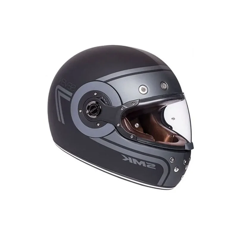 SMK RETRO SEVEN MA260 INTEGRALE CASCHI DI MOTO OPACO NERO GRIGIO