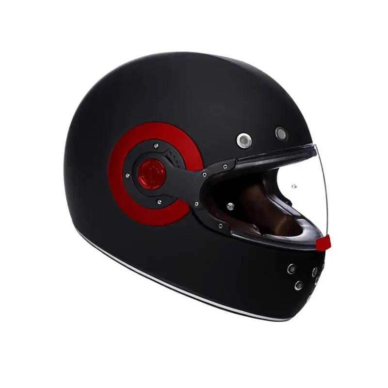 SMK RETRO SOLID MA230 INTEGRALE CASCHI DI MOTO OPACO NERO ROSSO