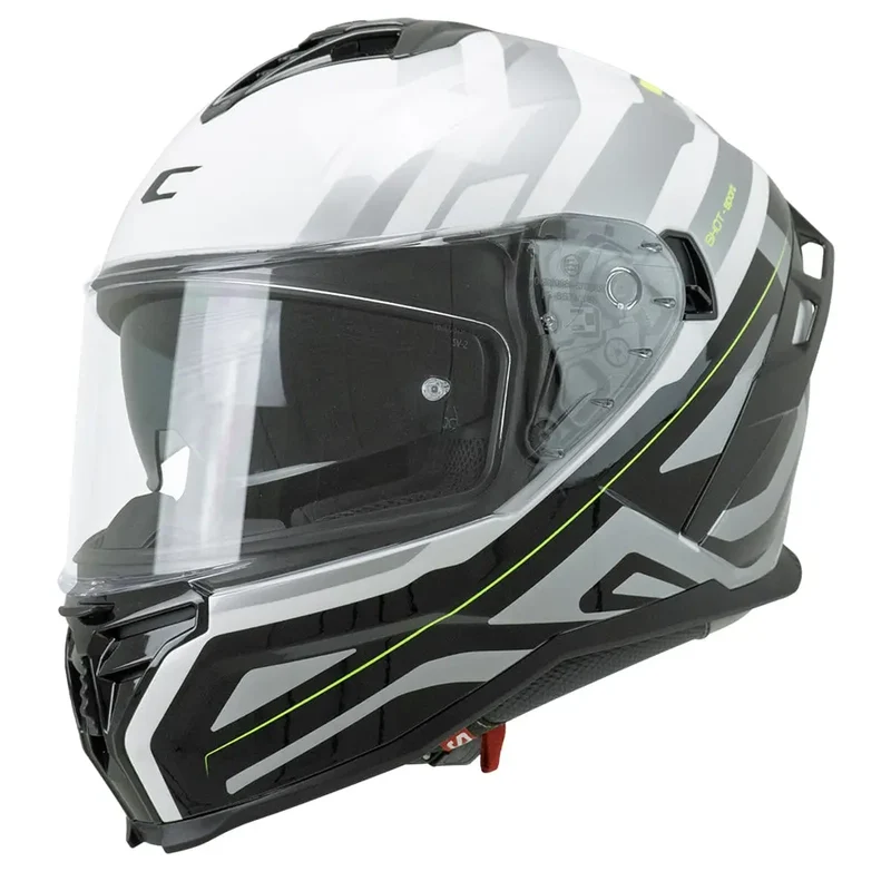 CGM 363G SHOT VILLAIN INTEGRALI CASCHI DI MOTO BIANCO NERO GIALLO FLUO