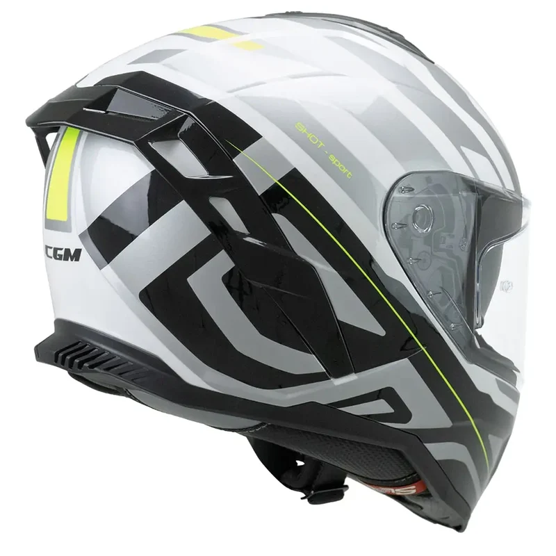 CGM 363G SHOT VILLAIN INTEGRALI CASCHI DI MOTO BIANCO NERO GIALLO FLUO