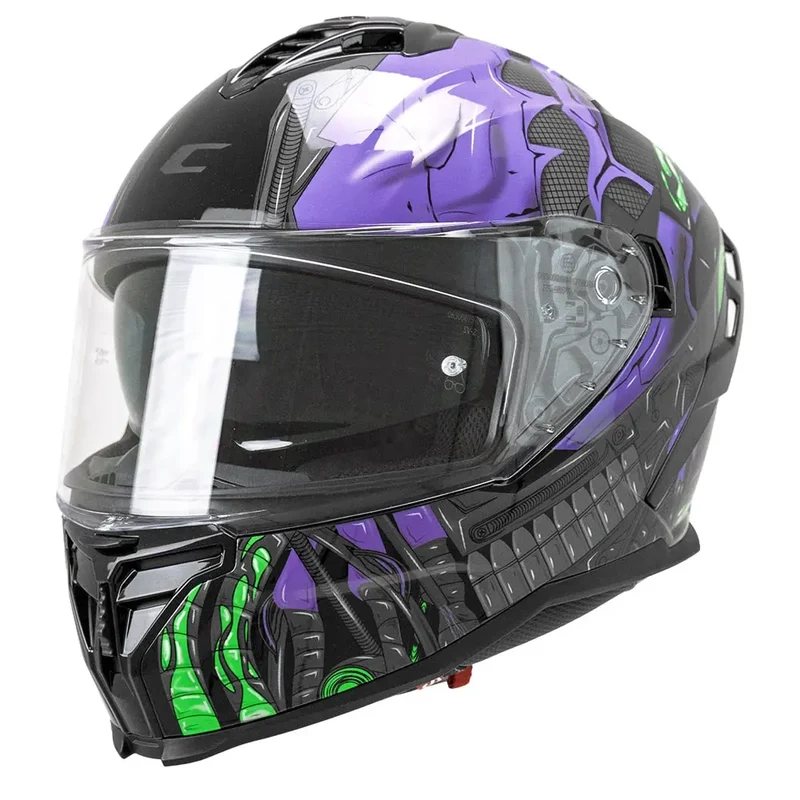 CGM 363G SHOT VILLAIN INTEGRALI CASCHI DI MOTO NERO VIOLA VERDE