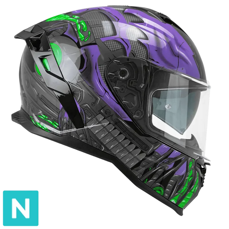 CGM 363G SHOT VILLAIN INTEGRALI CASCHI DI MOTO NERO VIOLA VERDE