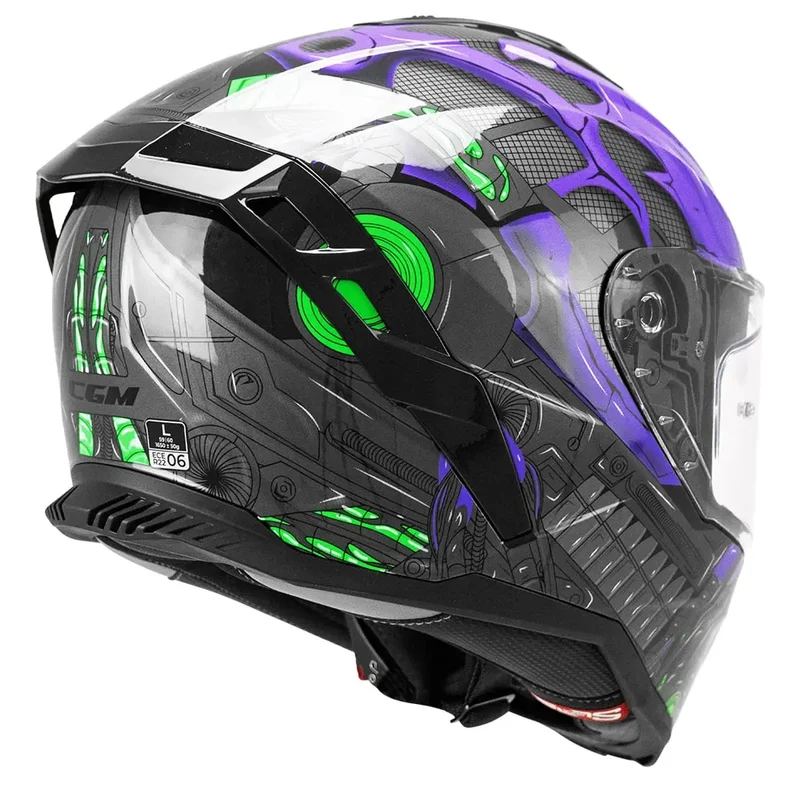 CGM 363G SHOT VILLAIN INTEGRALI CASCHI DI MOTO NERO VIOLA VERDE