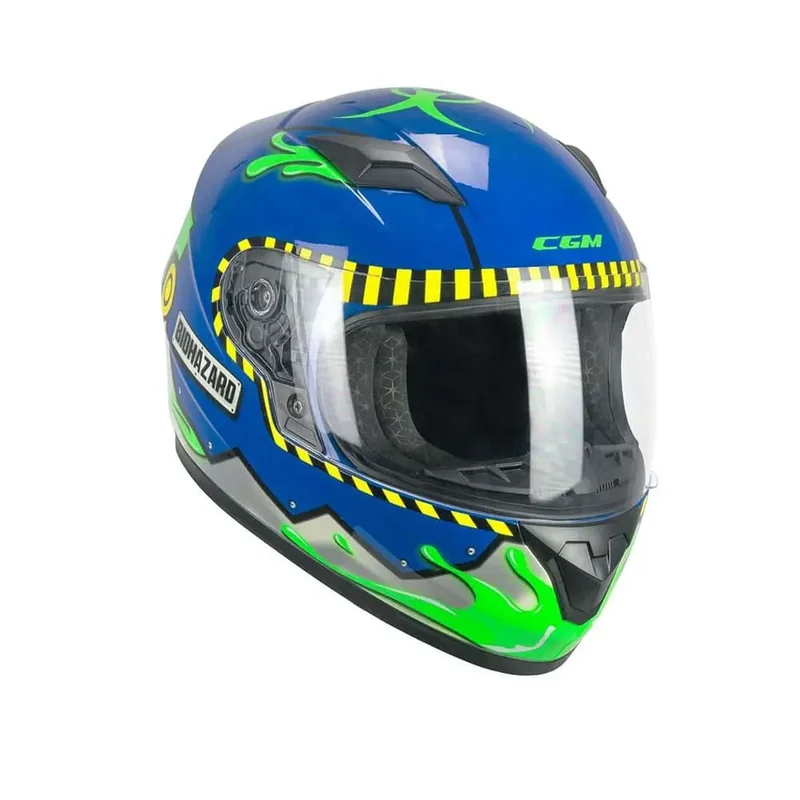 CGM 265R LUCKY BIO JET INFANTIL CASCHI DI MOTO BLU GIALLO VERDE MATE