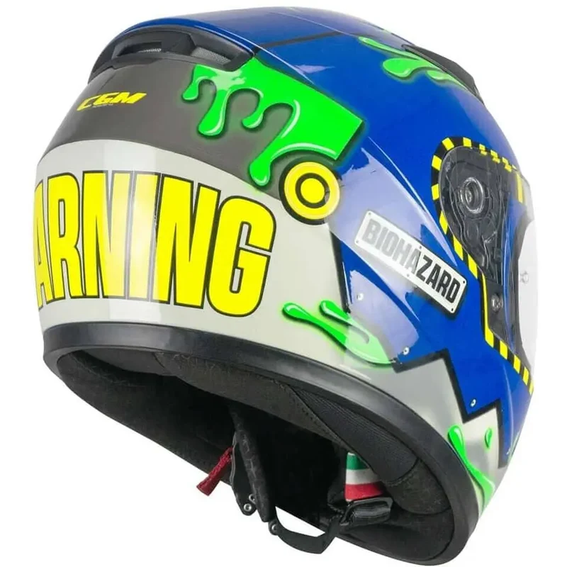CGM 265R LUCKY BIO JET INFANTIL CASCHI DI MOTO BLU GIALLO VERDE MATE