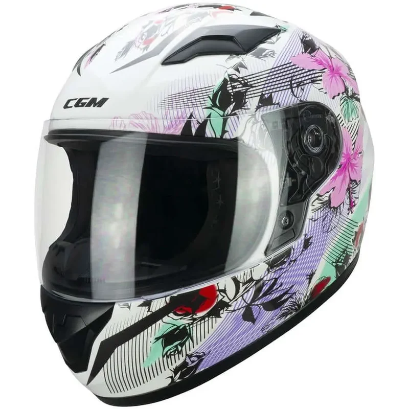 CGM 265S LUCKY MUSIC MOTO INTEGRAL CASCHI DI MOTO BIANCO ROSA