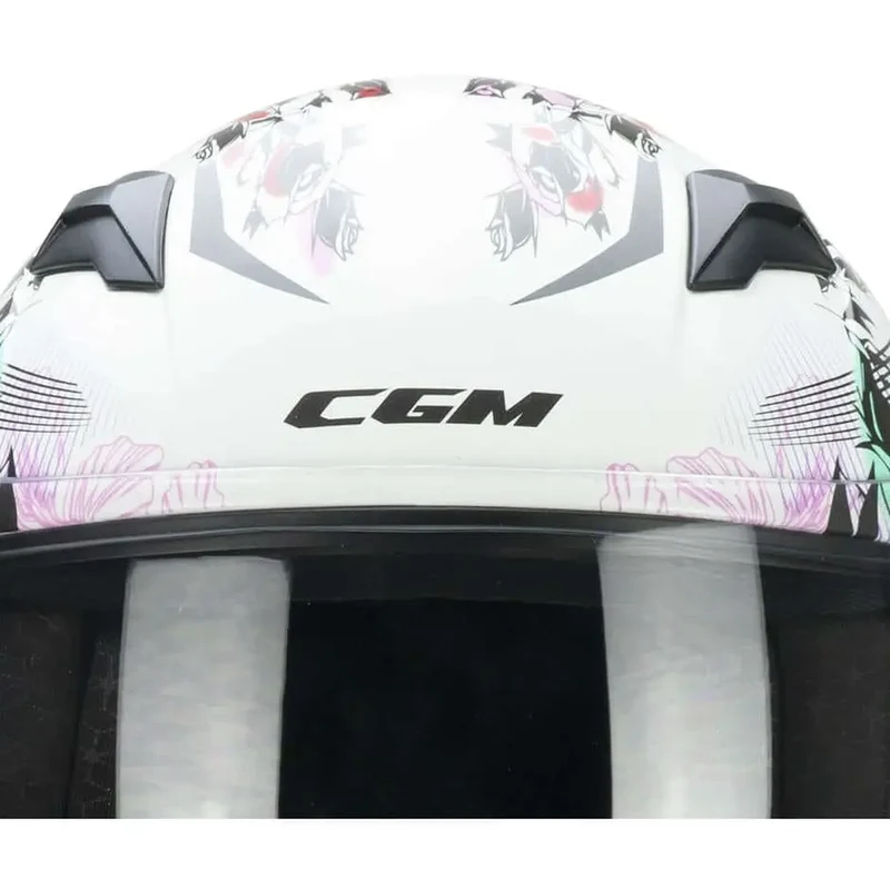 CGM 265S LUCKY MUSIC MOTO INTEGRAL CASCHI DI MOTO BIANCO ROSA
