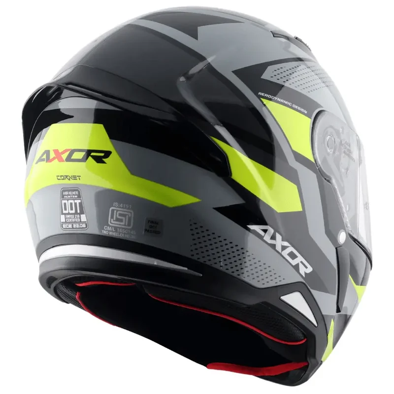 AXOR HUNTER CORNET INTEGRALE CASCHI DI MOTO NERO OPACO GIALLO FLUO