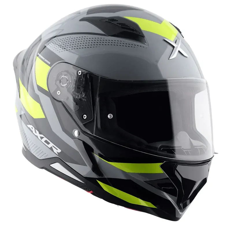 AXOR HUNTER CORNET INTEGRALE CASCHI DI MOTO NERO OPACO GIALLO FLUO