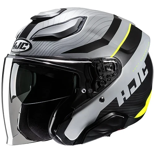 CASCO JET FIBRA HJC F31 NABY MC3HSF GRIGIO NERO GIALLO OPACO