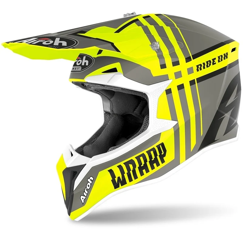 CASCO AIROH WRAAP BROKEN GIALLO GRIGIO OPACO