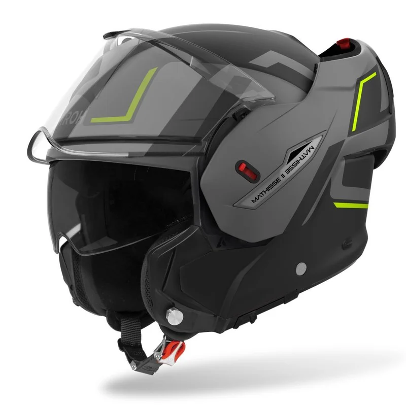 CASCO AIROH MODULARE MATHISSE II MTH2G31 NERO GRIGIO GIALLO OPACO
