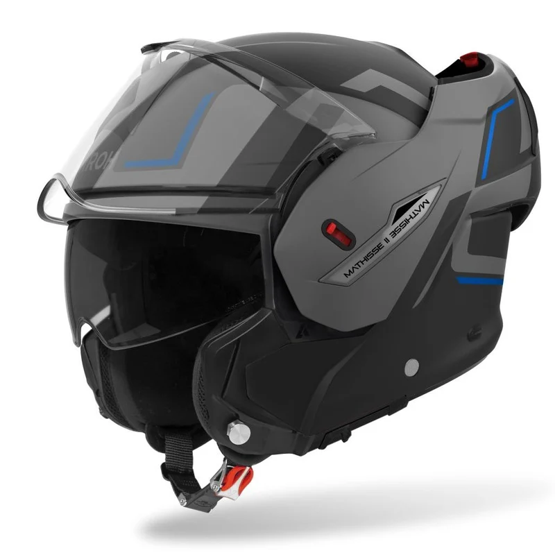 CASCO AIROH MODULARE MATHISSE II MTH2G18 NERO GRIGIO BLU OPACO