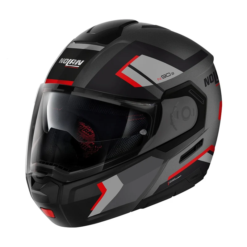 CASCO MODULARE NOLAN N90-3 06 LIGHTHOUSE N- 047 GRIGIO NERO ROSSO OPACO