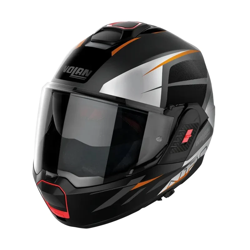 CASCO REVERS NOLAN N120-1 NIGHTLIFE N-CO026 NERO ARANCIO OPACO FLIP UP