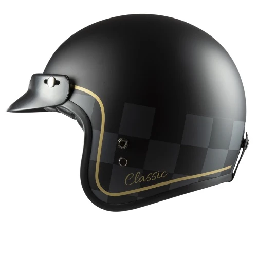 CASCO JET MPH H-EASY 22.06 CAFE RACE NERO SCACCHI OPACO