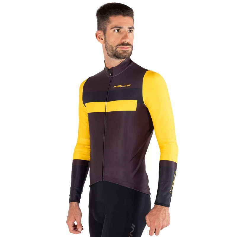 Maglia maniche lunghe Nalini Stelvio - Bordeaux giallo