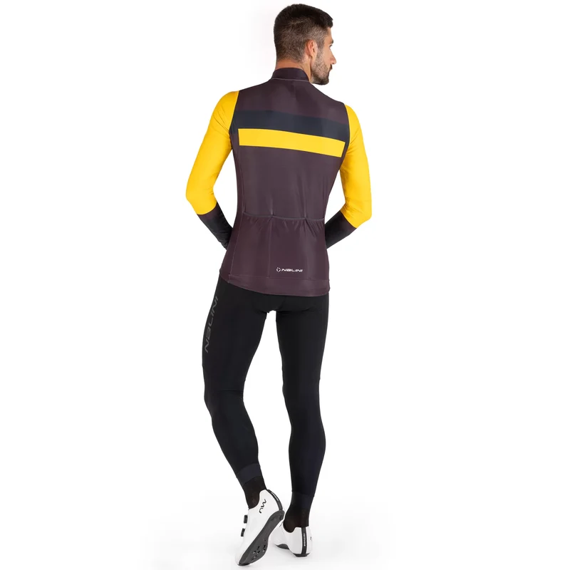 Maglia maniche lunghe Nalini Stelvio - Bordeaux giallo