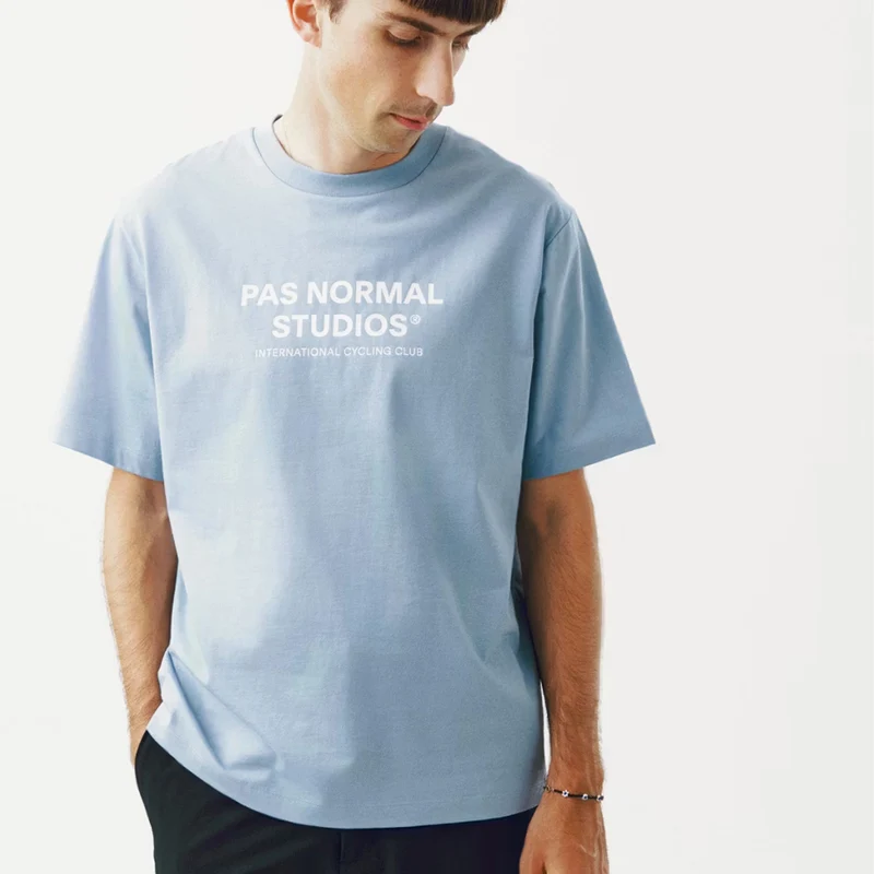 T-Shirt Pas Normal Studios Off-Race Logo - Azzurro
