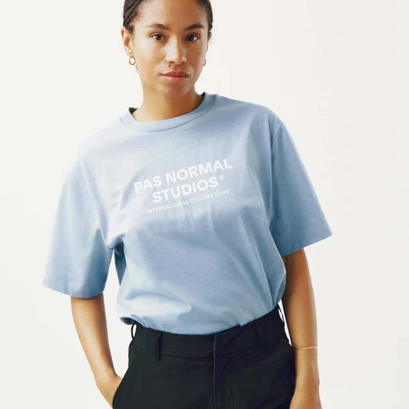 T-Shirt Pas Normal Studios Off-Race Logo - Azzurro