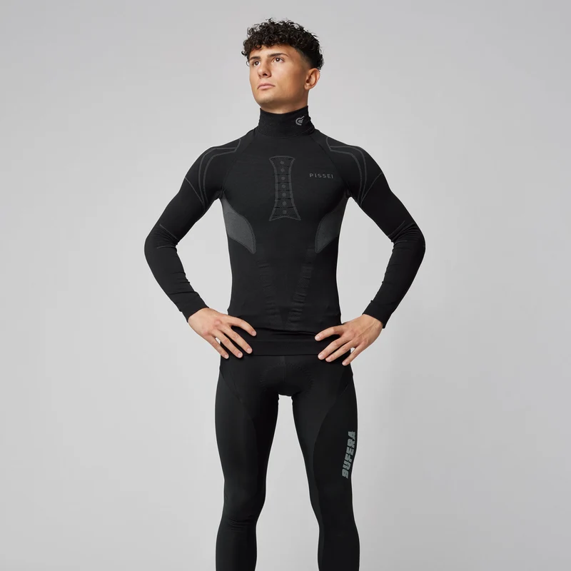 Maglia intima maniche lunghe Pissei Alaska Seamless - Nero