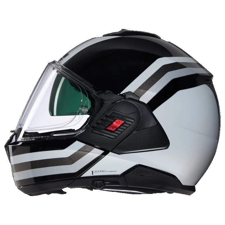 CASCO REVERS NOLAN N120-1 LINEO 348 BIANCO NERO LUCIDO FLIP UP