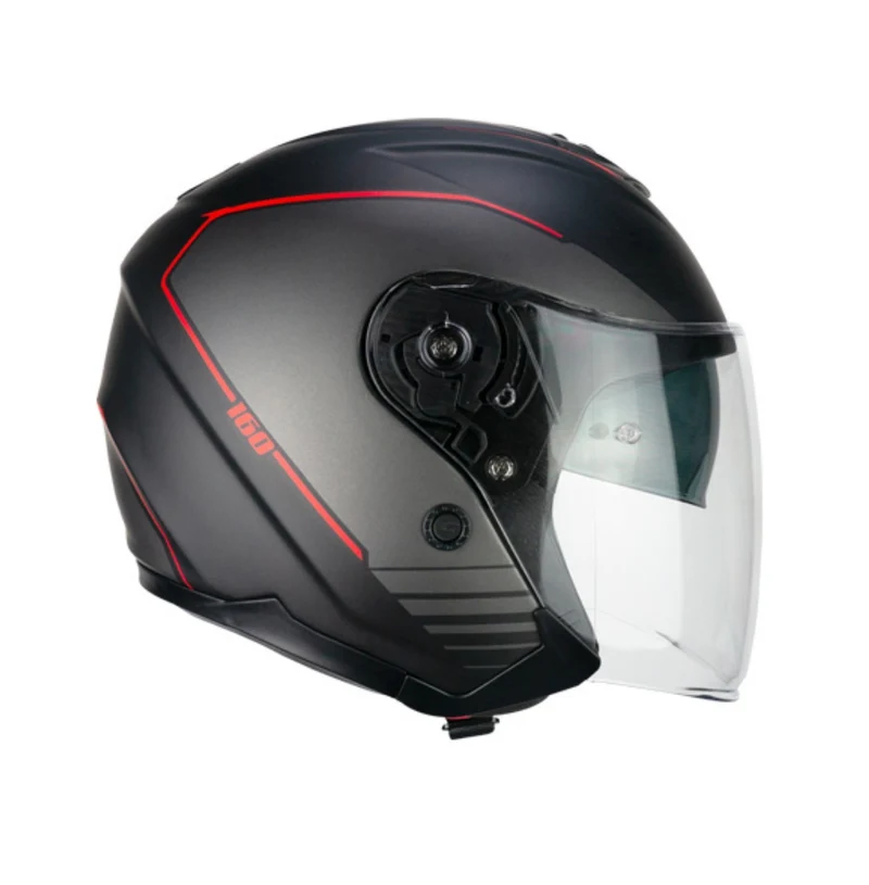 CASCO JET CGM IN FIBRA 160A JAD RIDE NERO ROSSO OPACO OM. 06