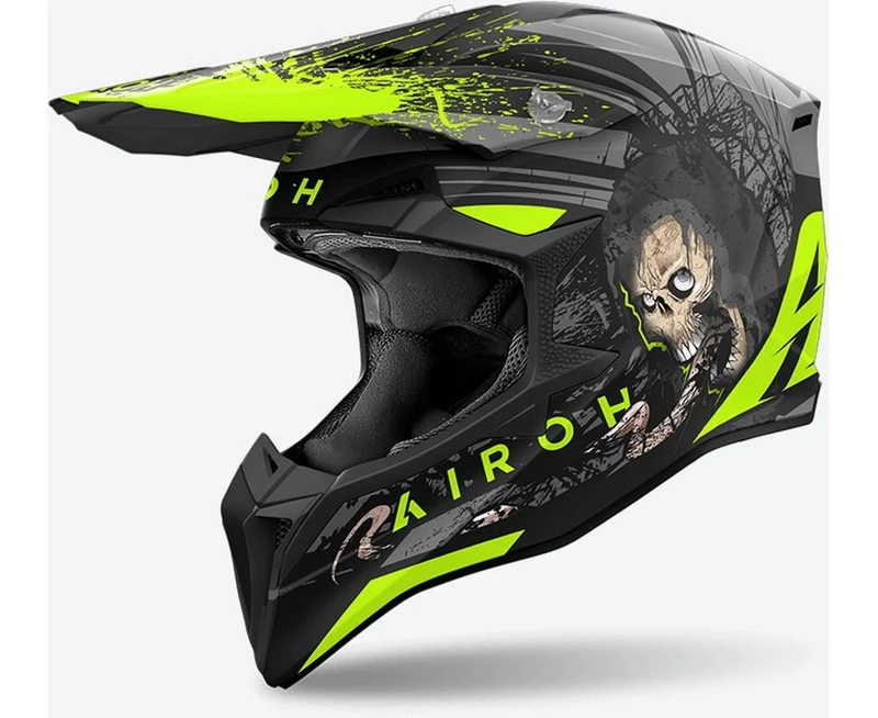 CASCO CROSS AIROH WRD31 WRAAAP DARKNESS NERO GRIGIO GIALLO OPACO