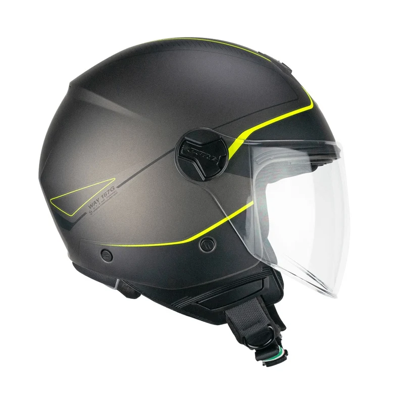 CASCO JET CGM 167G FLO WAY ANTRACITE GIALLO FLU OPACO VISIERA LUNGA