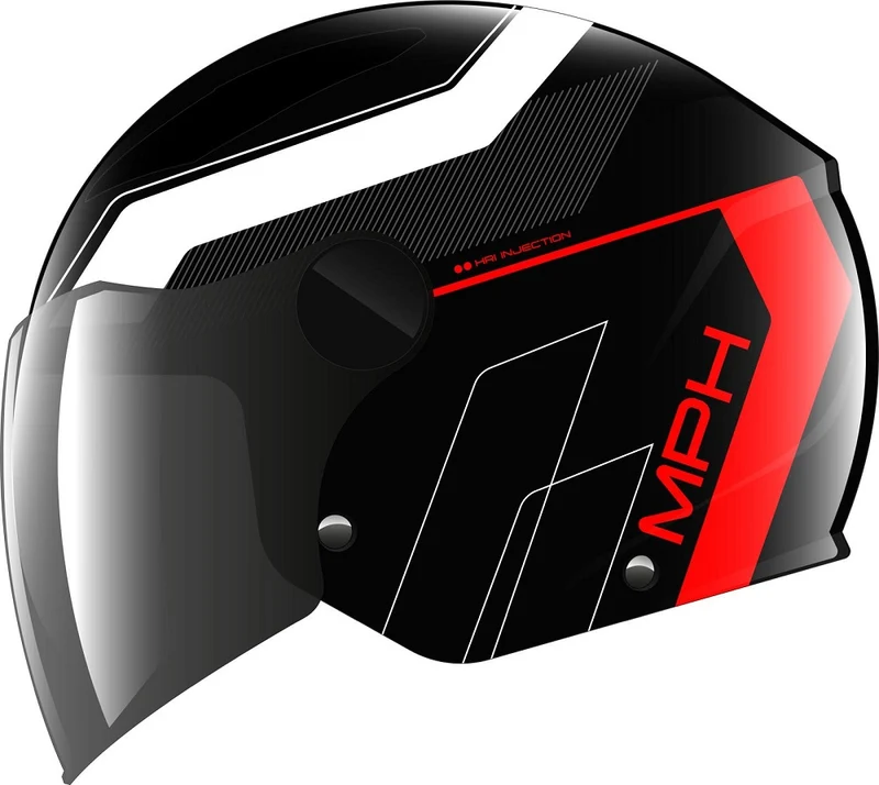 CASCO JET MPH STAR OMOLOG.2206 NERO LUCIDO BIANCO ROSSO