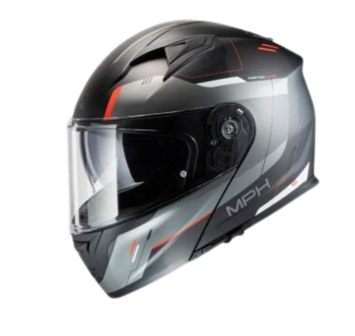 CASCO MODULARE MPH RAPTOR OMOLOGAZIONE 22.06 NERO GRIGIO ROSSO OPACO