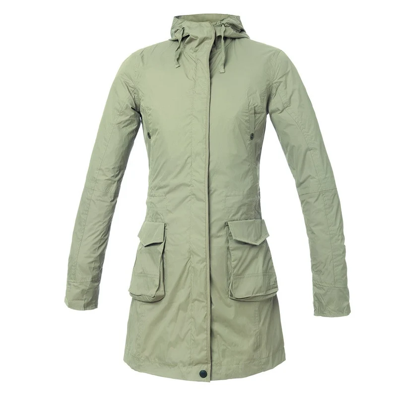 GIACCA AMELIA PARKA LUNGO IMPERMEABILE TRASPIRANTE GRIGIO VERDE