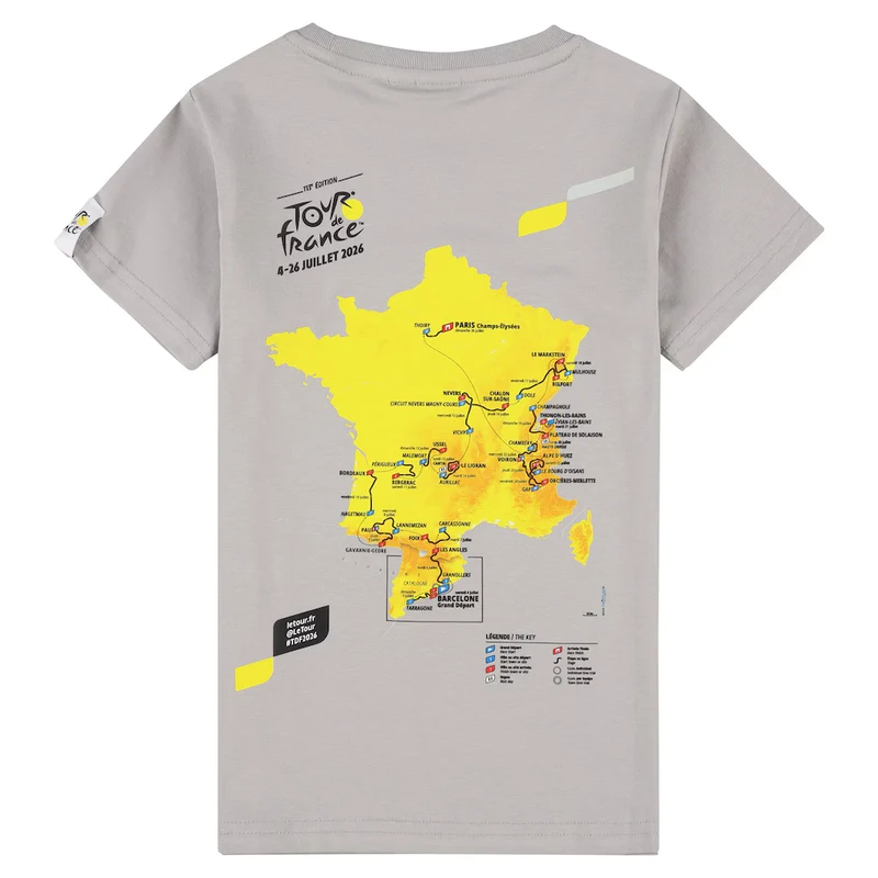 T-Shirt bambino Tour de France Parcours 2026 - Grigio