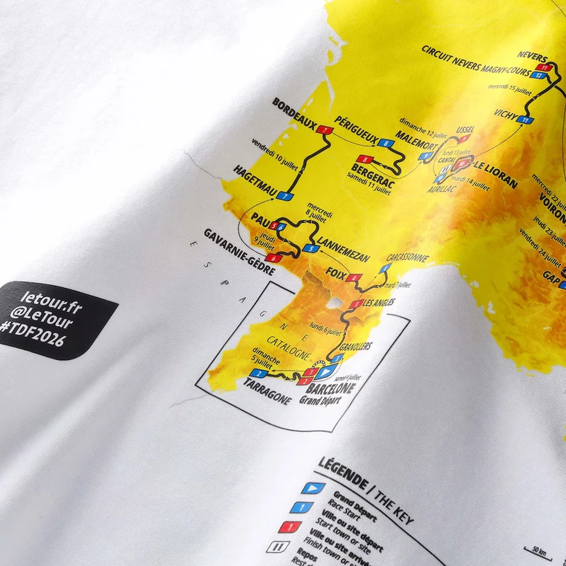 T-Shirt Tour de France Parcours 2026 - Bianco