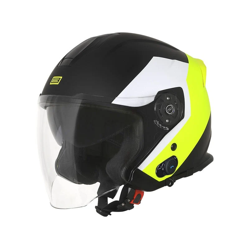 CASCO JET PALIO GIALLO FLUO OPACO-NERO CON KIT BLUETOOTH ORIGINE