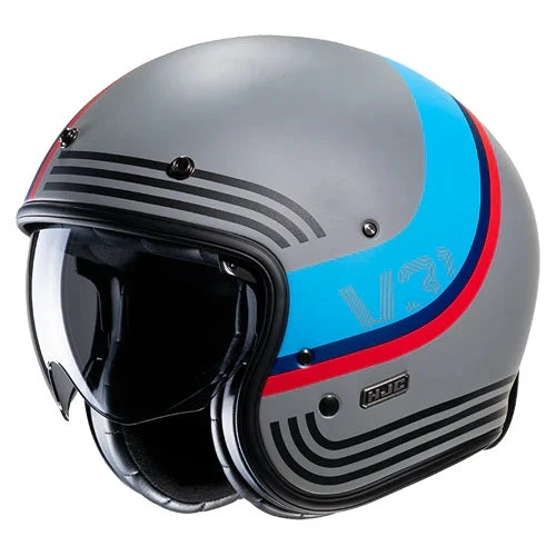 CASCO JET FIBRA HJC V31 BYRON MC21SF GRIGIO AZZURRO OPACO