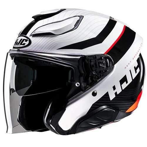CASCO JET FIBRA HJC F31 NABY MC1 BIANCO NERO ROSSO LUCIDO