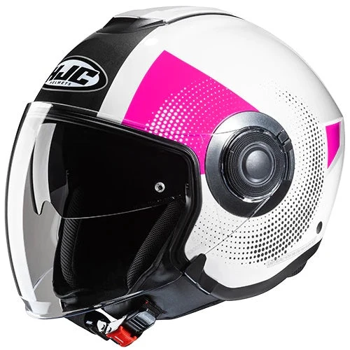 CASCO JET HJC i40N PYLE MC8 BIANCO FUXIA